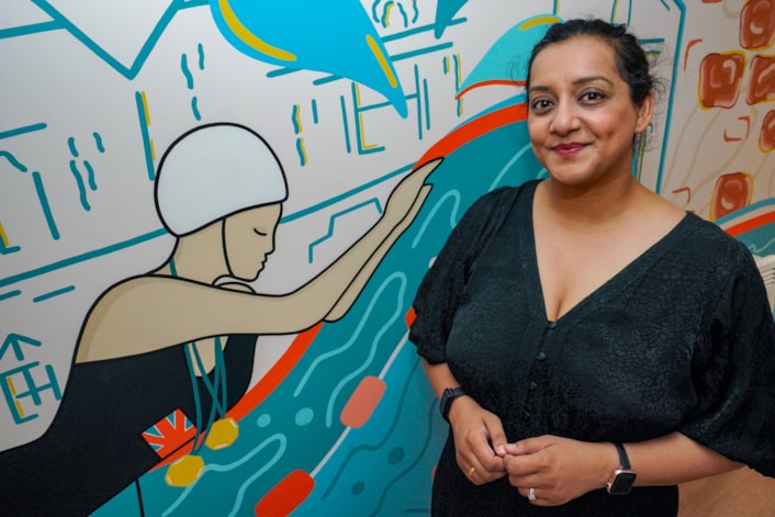 Mural unveiling: Councillor Salma Arif, Leeds City Council’s executive member for adult social care, active lifestyles and culture, at Doris Storey House.