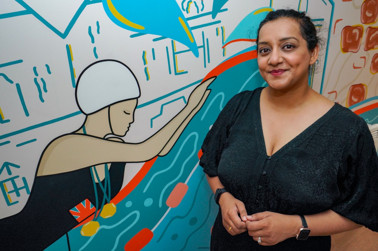 Mural unveiling: Councillor Salma Arif, Leeds City Council’s executive member for adult social care, active lifestyles and culture, at Doris Storey House.