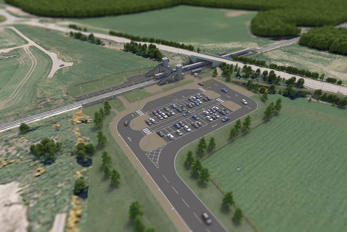 Inverness Airport Station build is underway: New Inverness Airport view from North - 150005-BNU-PHO-ECV-001002-P01