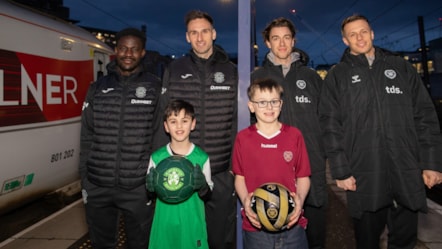 LNER Partnership Hibs and Hearts all six players and fan kids