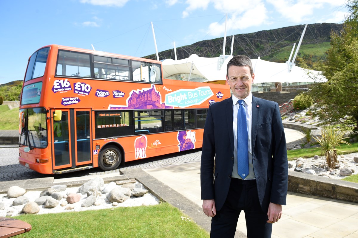 Duncan Cameron launching Bright Bus Tours in Edinburgh