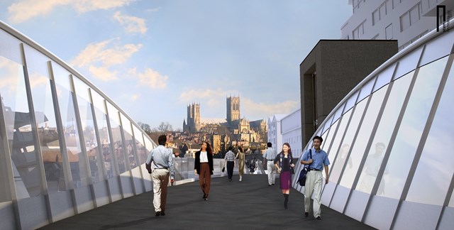 Planning application images - Brayford Wharf: images of proposed footbridge at Brayford Wharf, Lincoln Jan 2013