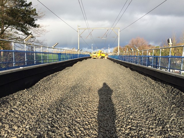New ballast across Wyre Viaduct between Preston and Lancaster