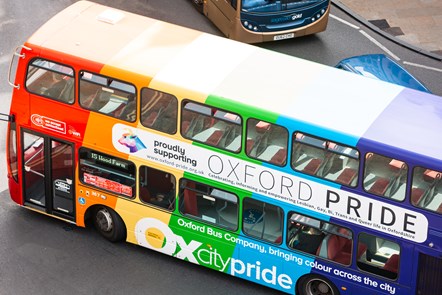 A Go-Ahead bus promoting Pride in Oxford
