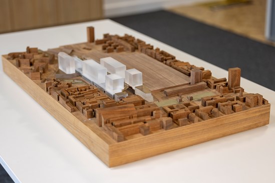 Model of HS2's Euston station shown with indicative oversite development enabled by HS2: A 1:1000 scale model of HS2’s Euston station. The model is being used at HS2’s engagement events throughout May and June 2022. 

The model is displayed with indicative oversite development that is enabled by the construction of the HS2 station. Oversite development will be delivered by HS2’s Master Development Partner Lendlease who is embarking on an 18 month public consultation with the local community.

Tags: Euston, Model, HS2 Station, Camden, Community Engagement.