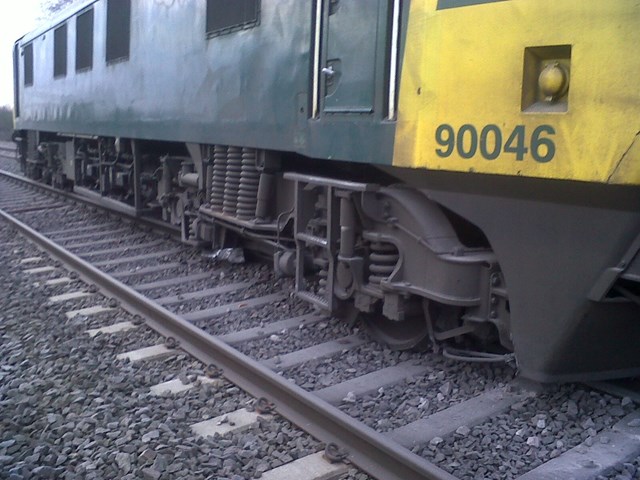 Derailed locomotive, Bletchley south junction