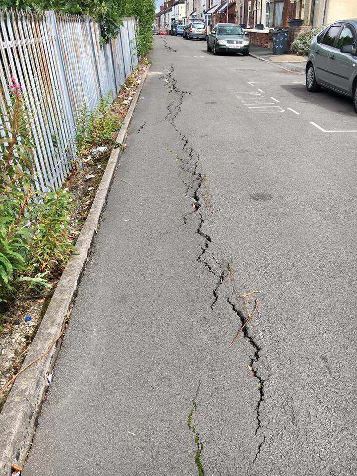 Ground movement caused West Parade to crack in 2018
