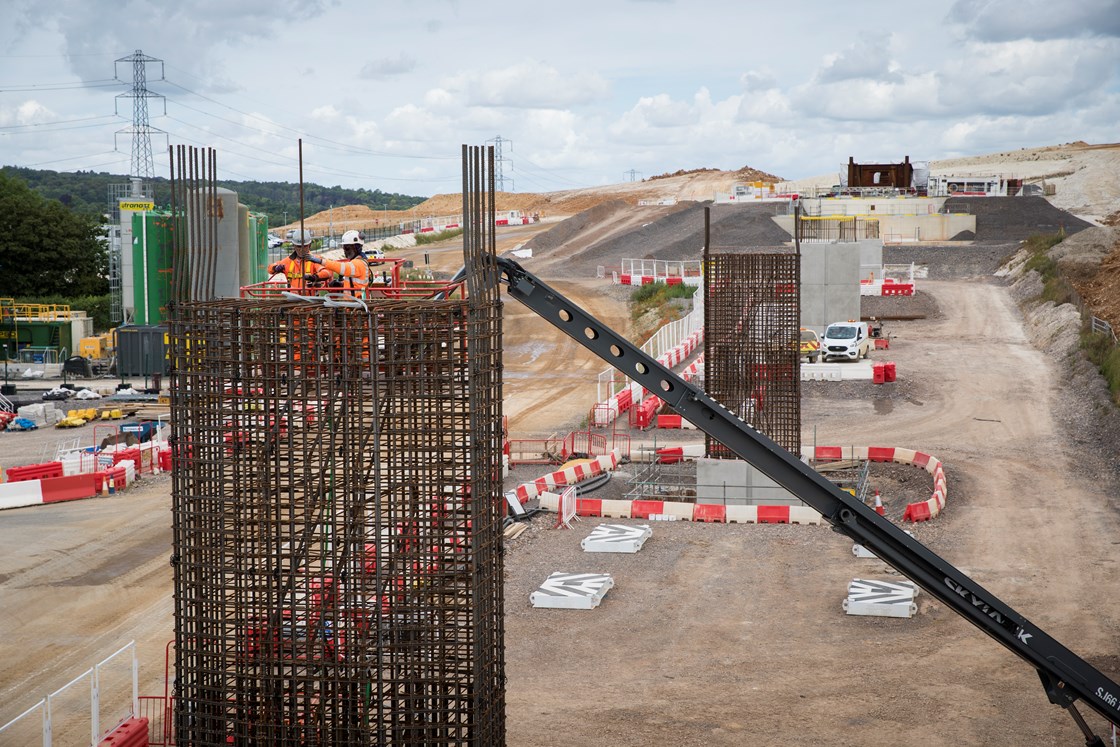 Wendover Dean piers under construction looking north June 2023