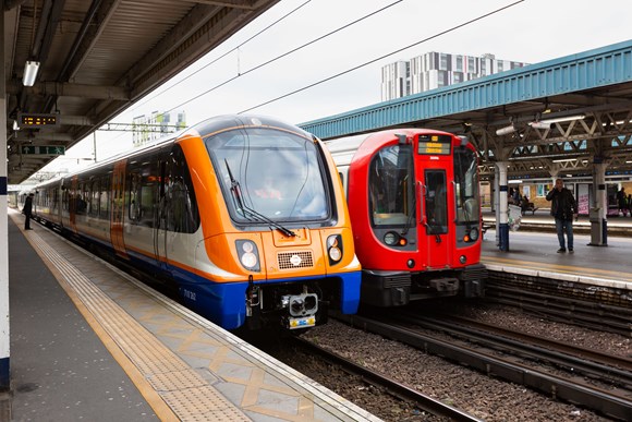 TfL Image - London Overground and London Underground  trains side by side