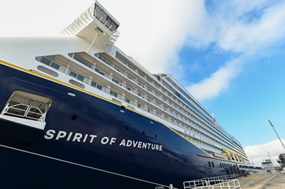 ‘Freedom Day’ marked with the symbolic naming ceremony of Saga’s brand-new cruise ship, ‘Spirit of Adventure’: Saga Cruises' Spirit of Adventure - external