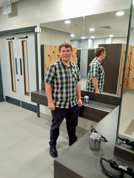 Councillor Simon Phipps in the new Crystal Leisure Centre changing area-2