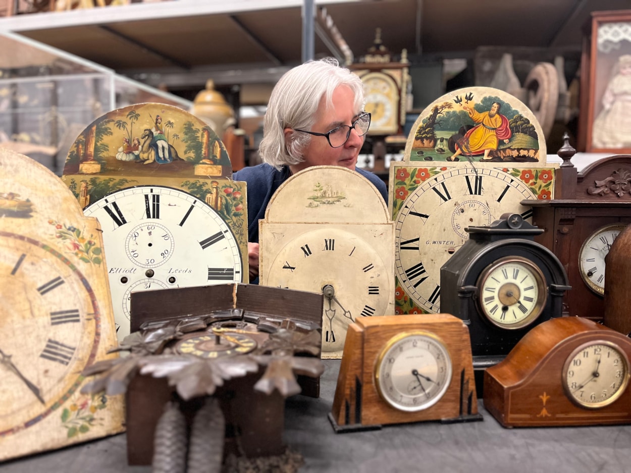 Clocks workshop: Curator Kitty Ross with some of the clocks in the Leeds Museums and Galleries collection.
The carefully curated collection of historic timepieces will be going on show at the Leeds Discovery Centre during a special family workshop exploring the art of clockmaking while looking at some of the museum’s objects.