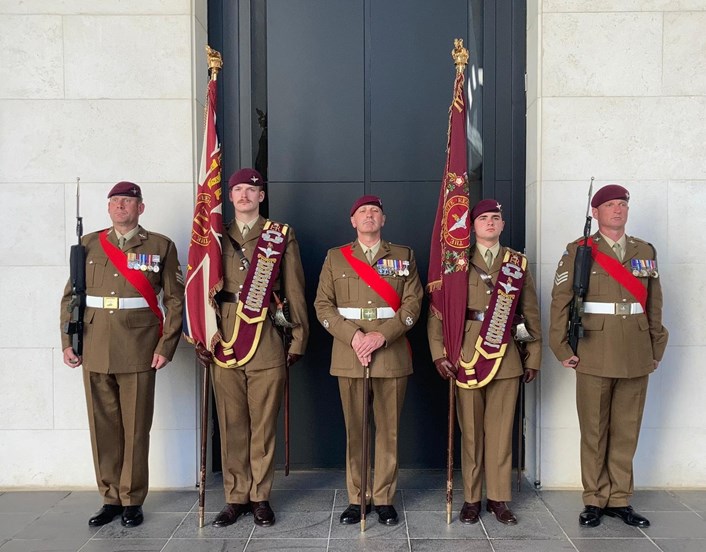 4 PARA parade: 4 PARA on parade with the battalions colours.