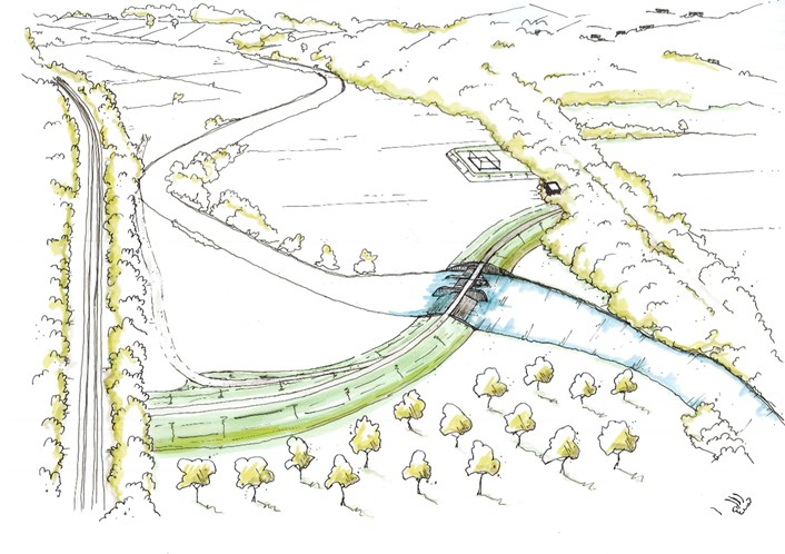 Initial sketches released of how Leeds flood scheme phase 2 could look: calverleyflowcontrolstorageareasketch.jpg