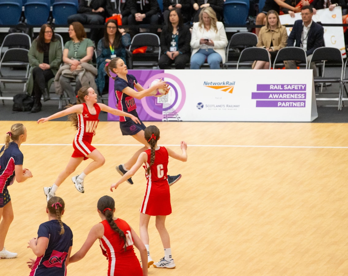 21040787: GLASGOW, SCOTLAND - APRIL 19: Network Rail announce a three-year partnership with Netball Scotland at the Emirates Arena, on April 19, 2024, in Glasgow, Scotland.
