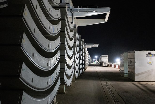 HS2 tunnel segments stacked at West Ruislip