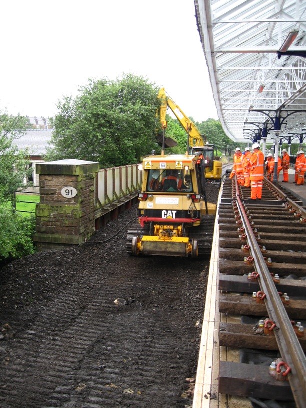 Nelson track renewal: Old track bed being removed