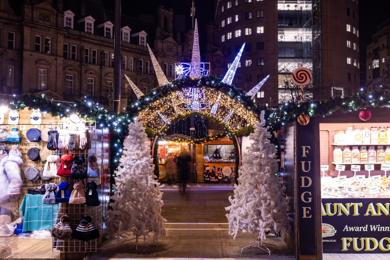 Leeds Christmas market 2024: The Leeds Christmas market on City Square this year. Credit Christopher Heaney North Harbour Productions Ltd for Visit Leeds.