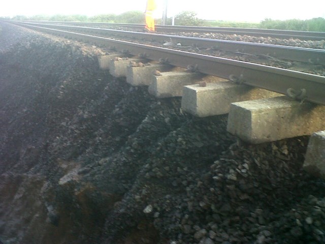 Scremerston (near Berwick): East coast mainline Flood and resulting damage 28.6.12