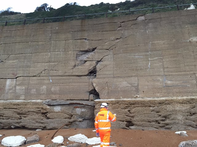 Damage to the sea wall at Dover, Kent-3