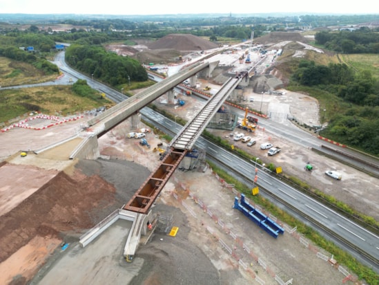 The 1,100 tonne West Link Viaduct moved onto place next to the East Link Viaduct