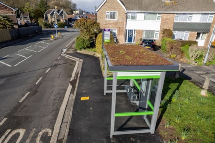 New bus shelter with living roof in Weston super Mare