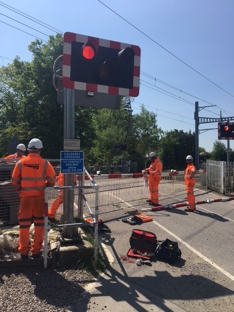 Engineers at a level crossing