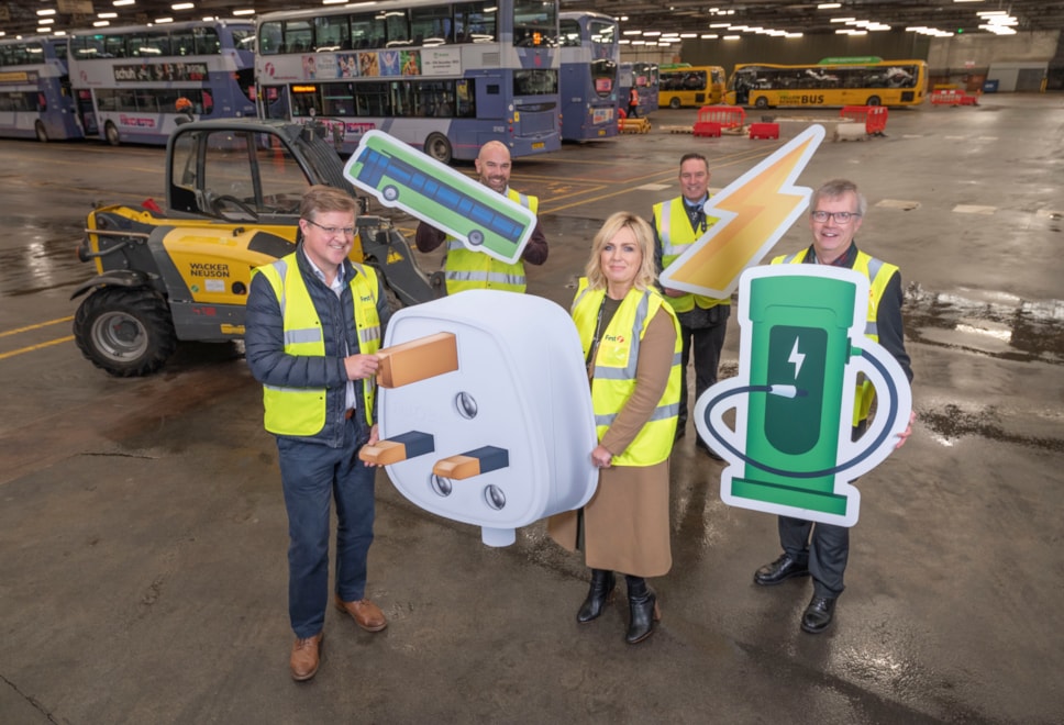 Electric transformation of First Bus Oldham depot gets underway
