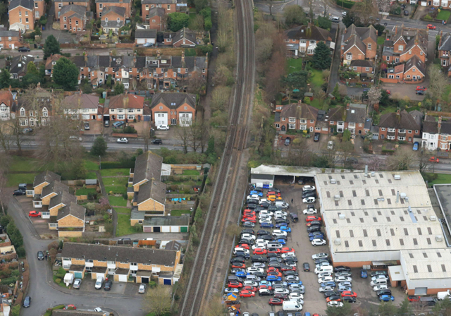 A445 Rugby Road railway bridge Leamington Spa aerial view - Credit Network Rail Air Operations