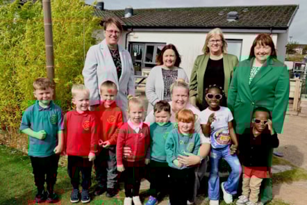 Cllr Cowan and Cllr Sangster congratulate Flowerbank ECC on their recent inspection