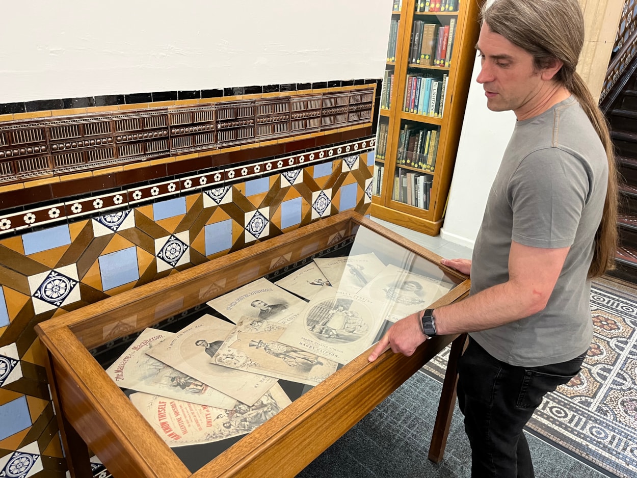 Victorian sheet music: Librarians are calling on the city’s modern-day musicians and singers to help them bring an incredible collection of vintage sheet music to life for the first time in more than a century.
The array of late 19th and early 20th century songs is part of a vast collection at Leeds Central Library, which includes a combination of well-known musical classics alongside forgotten songs penned by local composers.
Music librarian Lee Noon is shown here with a selection of the sheet music.