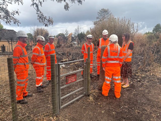 Cat Eccles MP talks with Network Rail engineers who have been working round-the-clock on Stourbridge railway repairs