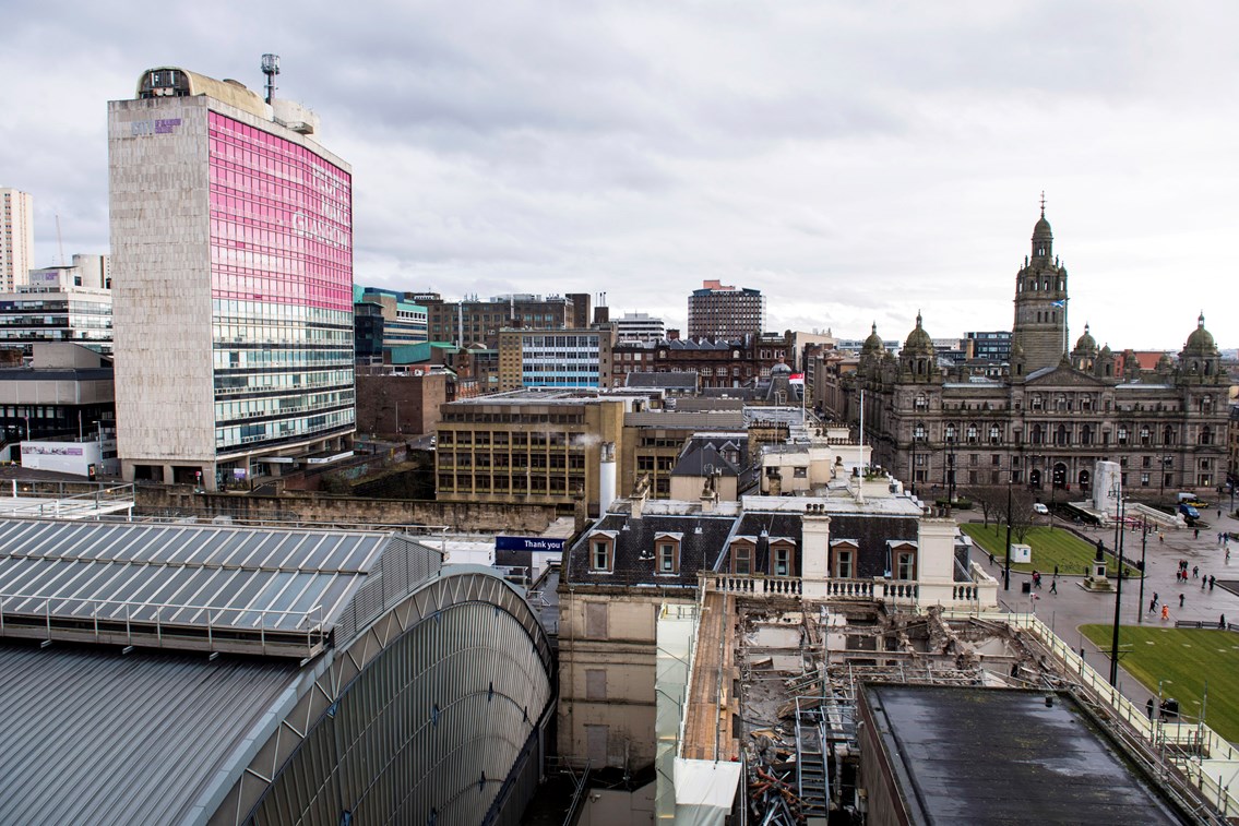 Glasgow Queen Street - Consort House demolition 2 (view east towards George Square)