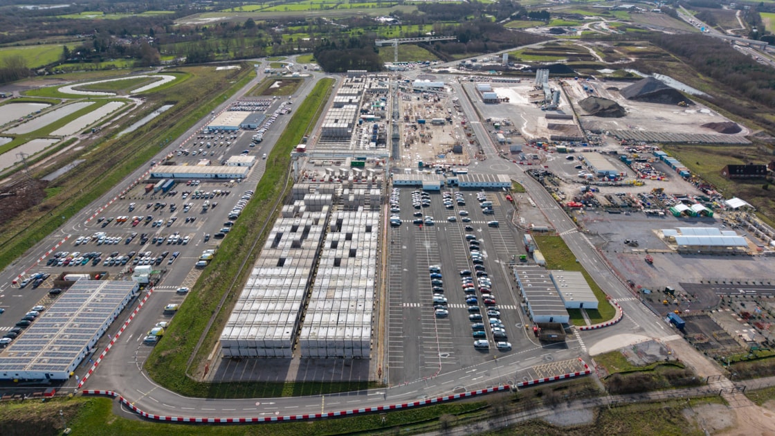 Aerial photo of PSV segments stockpiled at Kingsbury Feb 2026