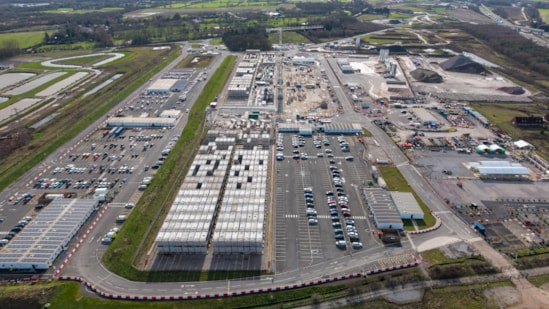 Aerial photo of PSV segments stockpiled at Kingsbury Feb 2026