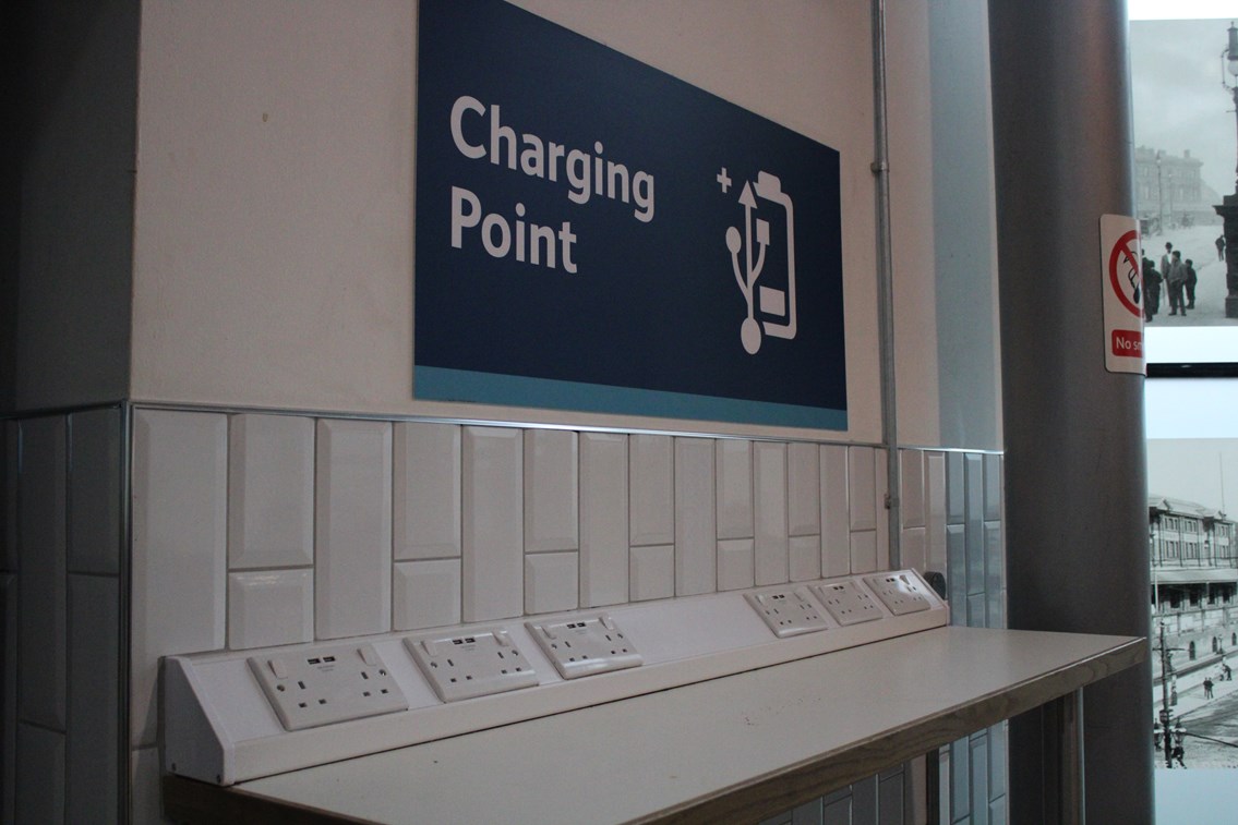 Charging points at Piccadilly platforms 13 and 14 satellite lounge