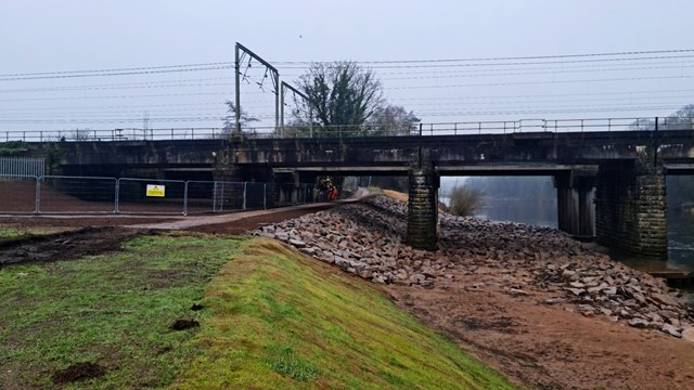 Rock armour and river bank protection work at River Eden in Carlisle: Rock armour and river bank protection work at River Eden in Carlisle