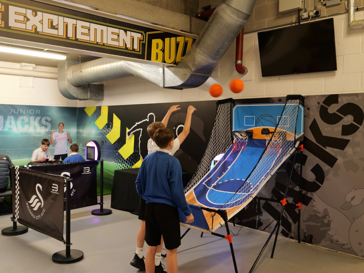 Learners playing basketball at Swansea FC-2