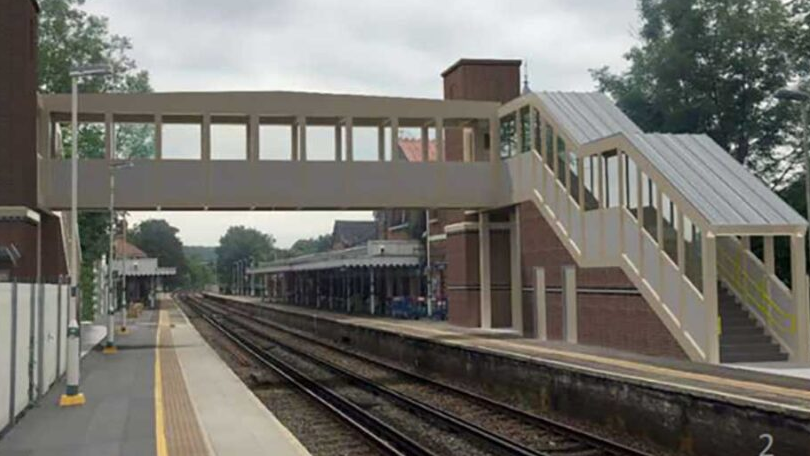 Leatherhead station in south London will soon benefit from two new eight-person capacity lifts and a new footbridge which will make the station fully accessible: Leatherhead-AFA-Proposed-Layout-2-900x600-c