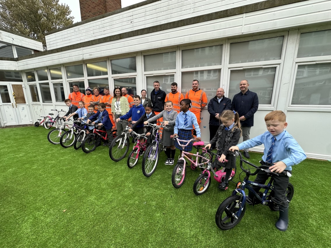 Bike handover, St Anne's Primary, Glasgow