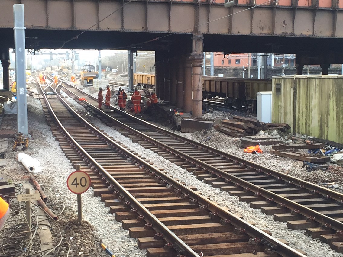 Track lowering at Cheetham Hill road bridge Manchester