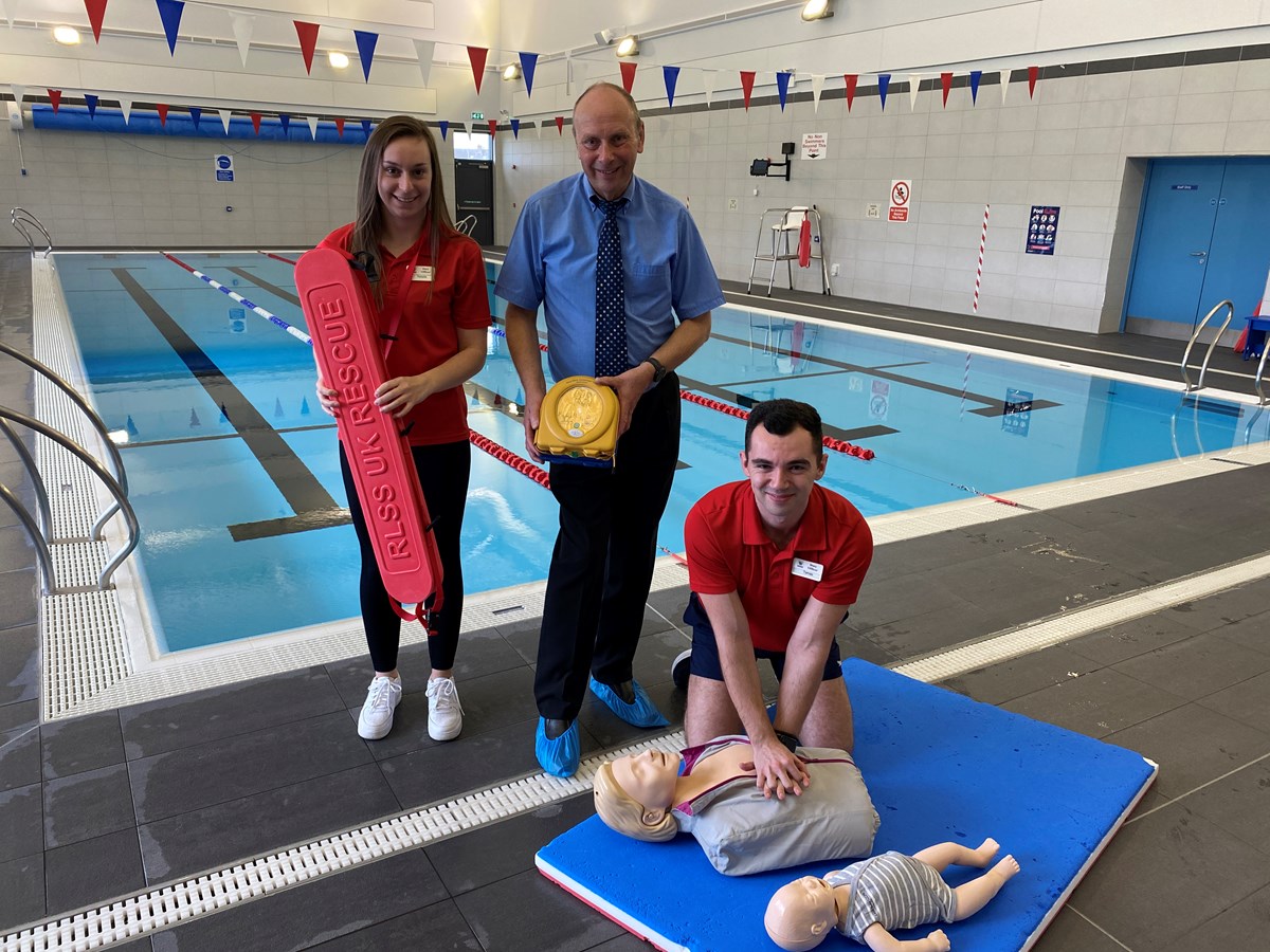 Moray Council lifeguards Natalie Summers and Tomas Sutherland join Principal Sport and Leisure Officer, Ken Brown, at Lossiemouth swimming pool to launch their search for new lifeguards.