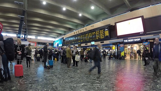 Passengers reminded of major engineering work on West Coast main line over Easter & May bank holidays: Euston station concourse February 2019