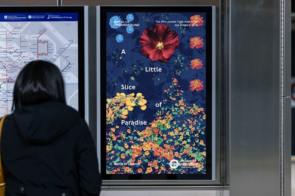 Image - Joy Gregory, ‘A Little Slice of Paradise’, 2023. Commissioned by Art on the Underground. Photo Benedict Johnson. 2