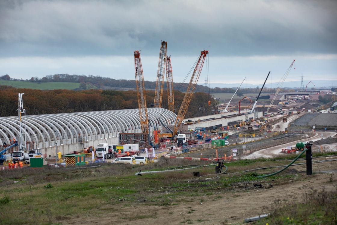 Construction progress at the Sheephouse Wood bat mitigation structure Nov 2025