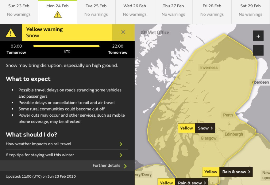 Yellow alert 24 Feb 2020