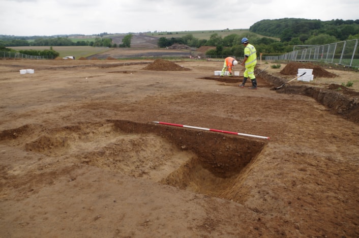 ELOR archive: Excavated section of a boundary or drainage ditch during the East Leeds Orbital Road project. Credit Wessex Archaeology.