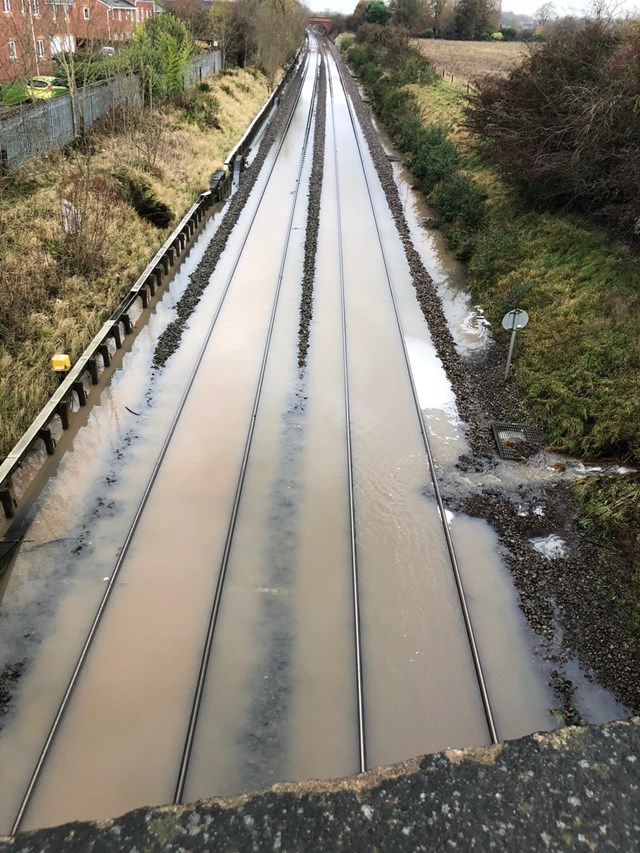 Railway flooding in Draycott 2019