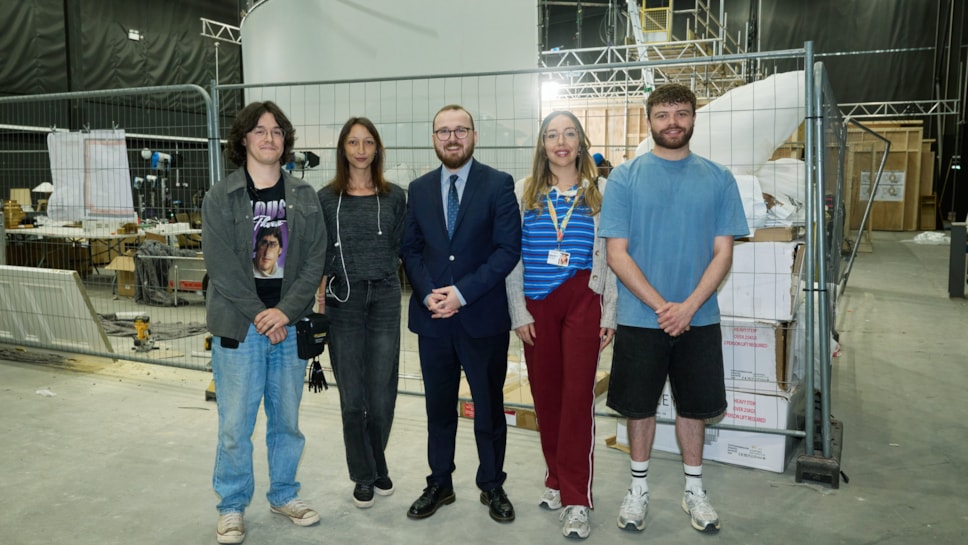 Industry 4 Visit 15 May 2025 L-R Charlie Grayson, Robyn Selby, Minister Jack Sargeant, Rosie Berry, Jacob Cook