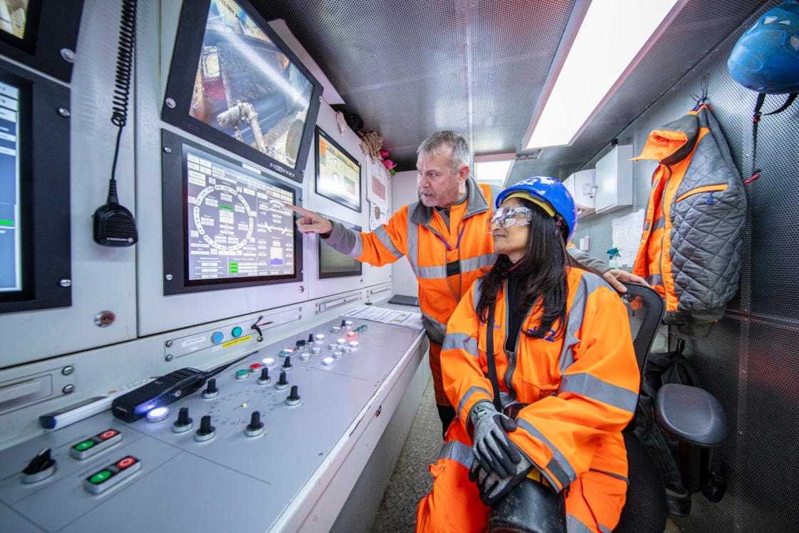 HS2 TBM Sushila Hirani visit 7: Sushila Hirani, a local schoolteacher who was chosen by a local school to have a HS2 TBM named after her, visits TBM Sushila to see progress as the tunnelling neared completion.